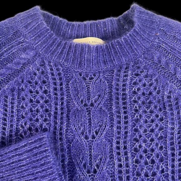 La Maille Sézane XS Cable Knit Sweater In Blue Mohair & Wool XS - Picture 1 of 13